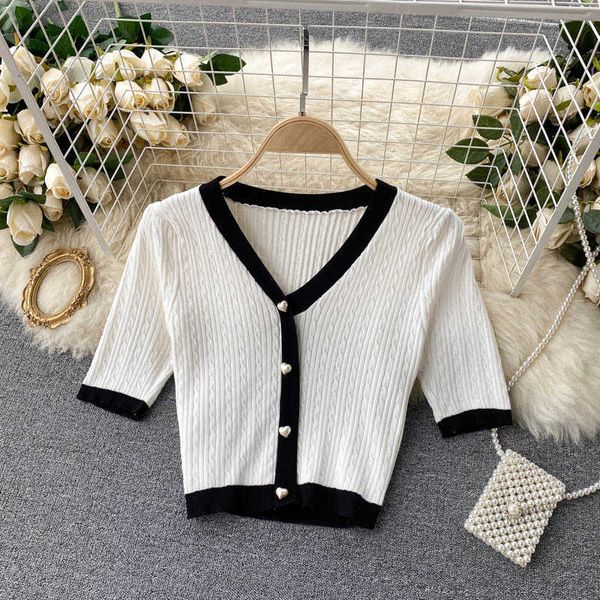 deat women knitted hit color stitching breasted sweater cardigan short sleeve v-neck slim fashion spring summer 11b750 210709, White;black
deat women knitted hit color stitching breasted sweater cardigan short sleeve v-neck slim fashion spring summer 11b750 210709, White;black
