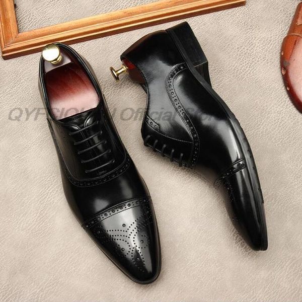 men genuine cow leather brogue wedding business mens pointed toe dress shoes luxury brand oxford shoes for mens formal shoes, Black
men genuine cow leather brogue wedding business mens pointed toe dress shoes luxury brand oxford shoes for mens formal shoes, Black