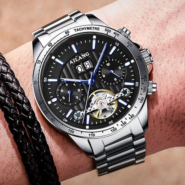 men automatic mechanical watches tourbillon date luminous waterproof watch military 316 stainless steel strap wristwatches, Slivery;brown
men automatic mechanical watches tourbillon date luminous waterproof watch military 316 stainless steel strap wristwatches, Slivery;brown