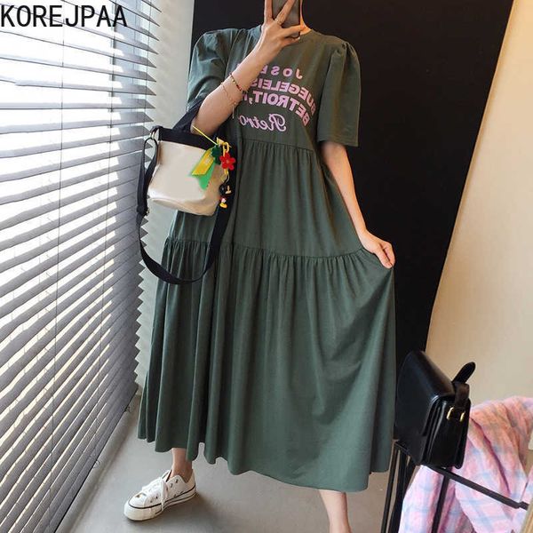 korejpaa women dress summer korean chic female temperament round neck letter printing embossed pleated loose knit vestidos 210526, Black;gray
korejpaa women dress summer korean chic female temperament round neck letter printing embossed pleated loose knit vestidos 210526, Black;gray