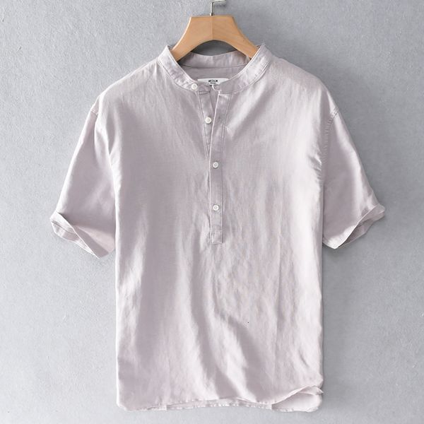 2021 new cotton and linen brand summer short sleeve stand collar shirts for men breathable cool solid shirt mens overhemd a1jq, White
2021 new cotton and linen brand summer short sleeve stand collar shirts for men breathable cool solid shirt mens overhemd a1jq, White