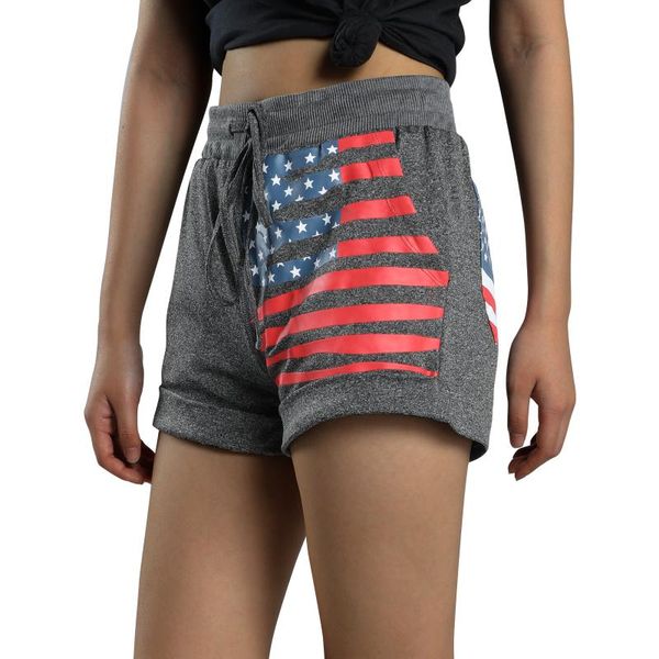 women's shorts women flag stripe print with pockets loose fit drawstring waist short pants for summer, White;black
women's shorts women flag stripe print with pockets loose fit drawstring waist short pants for summer, White;black