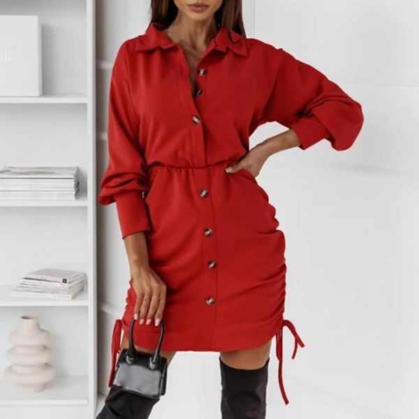 casual dresses dress single-breasted shirt style soft ladies high waist solid color mini leisure wear, Black;gray
casual dresses dress single-breasted shirt style soft ladies high waist solid color mini leisure wear, Black;gray