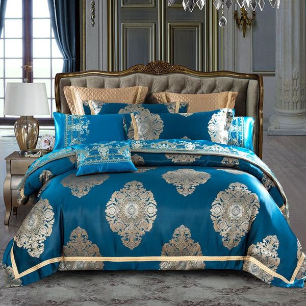 bedding sets blue brown color luxury royal set king size bed cotton bed/flat sheet satin jacquard duvet cover bedlinen
bedding sets blue brown color luxury royal set king size bed cotton bed/flat sheet satin jacquard duvet cover bedlinen