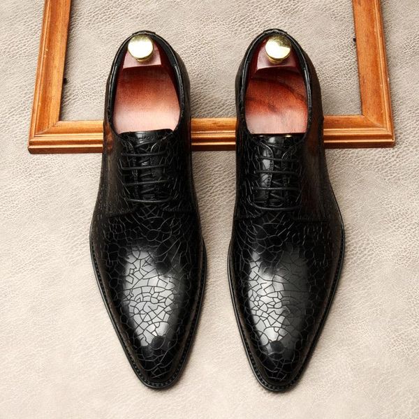 dress shoes mens genuine leather business wedding oxfords crack printing lace up pointed toe formal social men g37, Black
dress shoes mens genuine leather business wedding oxfords crack printing lace up pointed toe formal social men g37, Black
