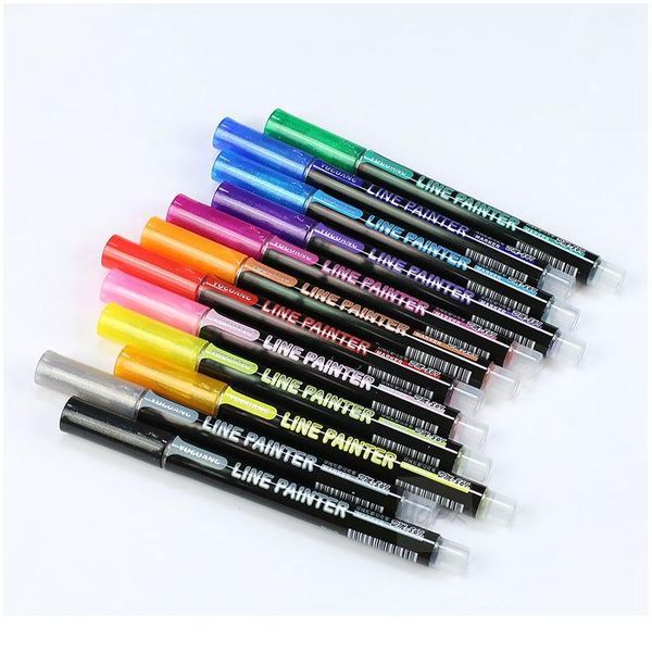 12 colors/set double line pen metallic glitter color outline art marker pen diy album marking pens for painting school qyluai
12 colors/set double line pen metallic glitter color outline art marker pen diy album marking pens for painting school qyluai
