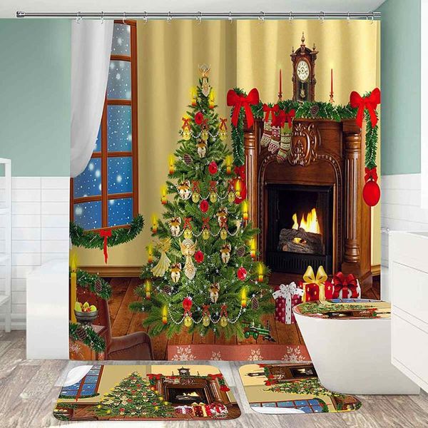 3d printed christmas tree gift shower curtain with anti-slip mat carpet toilet seat cover for bathroom festival decor
3d printed christmas tree gift shower curtain with anti-slip mat carpet toilet seat cover for bathroom festival decor