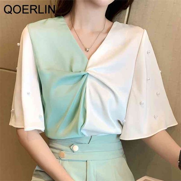 summer patchwork blouse women blusas mujer de moda beading v-neck chiffon shirt clothes blusa 210601, White
summer patchwork blouse women blusas mujer de moda beading v-neck chiffon shirt clothes blusa 210601, White
