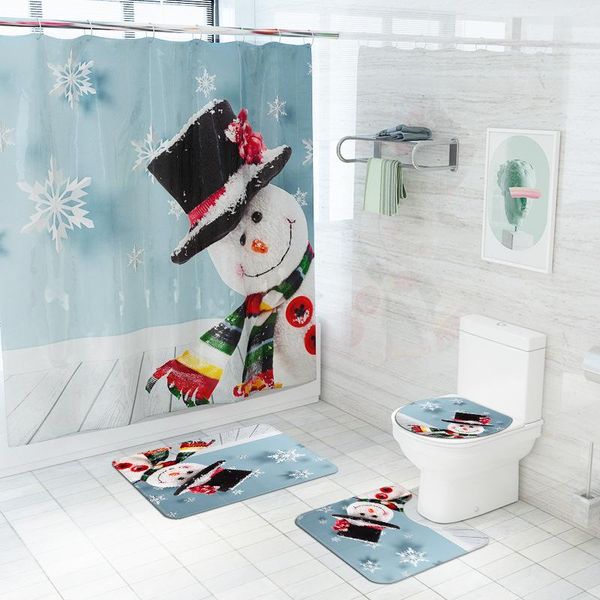 bath mats cartoon snowman printed bathroom mat set wtih waterproof shower curtain and hooks non-slip toilet rugs
bath mats cartoon snowman printed bathroom mat set wtih waterproof shower curtain and hooks non-slip toilet rugs