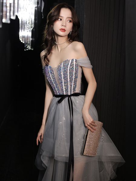 off shoulder sequins strapless evening dress chic hemline backless slim prom party gown female banquet dress, Black;red
off shoulder sequins strapless evening dress chic hemline backless slim prom party gown female banquet dress, Black;red