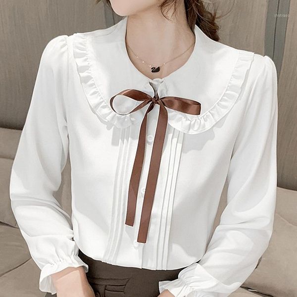 women's blouses & shirts long sleeve white blouse women blusas mujer de moda 2021 doll collar chiffon shirt e350
women's blouses & shirts long sleeve white blouse women blusas mujer de moda 2021 doll collar chiffon shirt e350