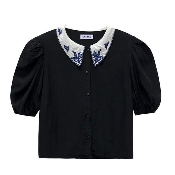 perhaps u white black peter pan collar embroidery shirt puff short sleeve button blouse summer long sleeve sweet women b0831
perhaps u white black peter pan collar embroidery shirt puff short sleeve button blouse summer long sleeve sweet women b0831