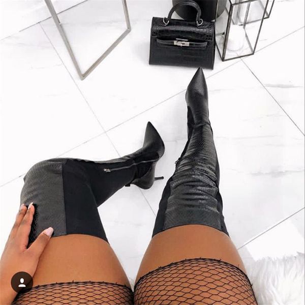 boots women thigh high super thin heel genuine leather pointed toe over-the-knee dance shoes botas mujer, Black
boots women thigh high super thin heel genuine leather pointed toe over-the-knee dance shoes botas mujer, Black