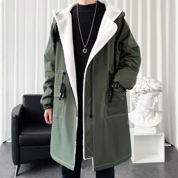 men's trench coats korean fashion clothes men hooded coat streetwear fleece lined long jacket spring and autumn overcoat, Tan;black
men's trench coats korean fashion clothes men hooded coat streetwear fleece lined long jacket spring and autumn overcoat, Tan;black