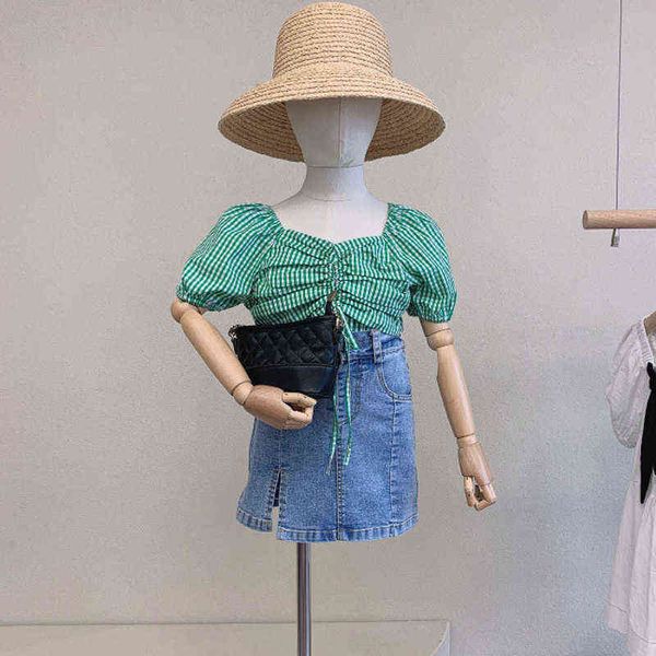 girls' clothes suit 2021 summer new european american fashion plaid shirt + denim skirt suit baby kids children's clothing sets y2, White
girls' clothes suit 2021 summer new european american fashion plaid shirt + denim skirt suit baby kids children's clothing sets y2, White
