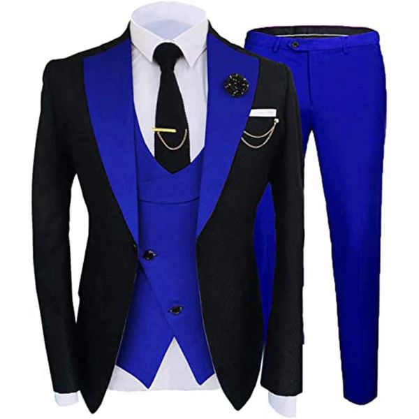 men's suits & blazers formal mens wedding groom attire tuxedos royal blue peaked laple black jacket+vest+pants slim fit wear custom mad, White;black
men's suits & blazers formal mens wedding groom attire tuxedos royal blue peaked laple black jacket+vest+pants slim fit wear custom mad, White;black