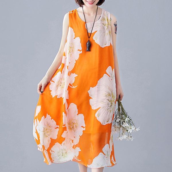 casual dresses 2021 summer chiffon dress womens fashion sleeveless plus size long print o-neck women, Black;gray
casual dresses 2021 summer chiffon dress womens fashion sleeveless plus size long print o-neck women, Black;gray