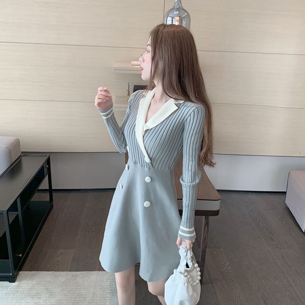 piece women's clothing 2021 new female winter fashion long matching lapel sweater dress apfr, Black;gray
piece women's clothing 2021 new female winter fashion long matching lapel sweater dress apfr, Black;gray