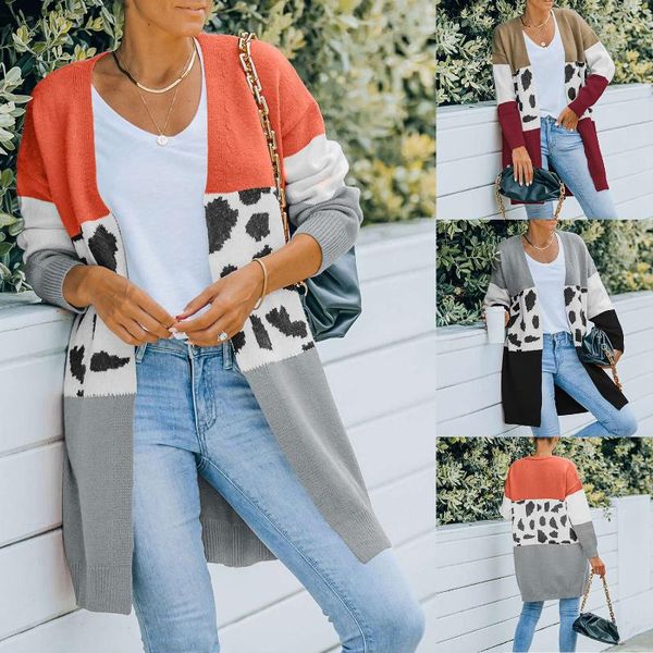 women's knits & tees long leopard cardigan sleeve autumn winter sweaters fashion women jacket, White
women's knits & tees long leopard cardigan sleeve autumn winter sweaters fashion women jacket, White