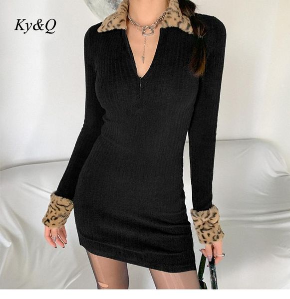 casual dresses 2021 autumn winter short solid leopard print zipper knit mini dress v neck long sleeve elegant women slim chic year, Black;gray
casual dresses 2021 autumn winter short solid leopard print zipper knit mini dress v neck long sleeve elegant women slim chic year, Black;gray