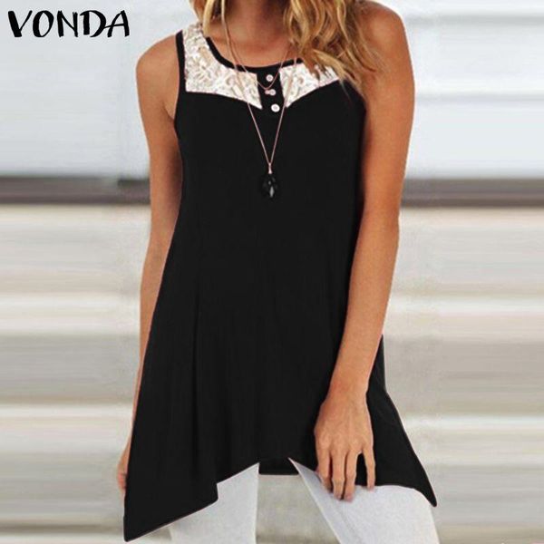 women's blouses & shirts loose vonda 2021 sleeveless o-neck women solid lace hollow out irregular hem casual tank 5xl blusa, White
women's blouses & shirts loose vonda 2021 sleeveless o-neck women solid lace hollow out irregular hem casual tank 5xl blusa, White