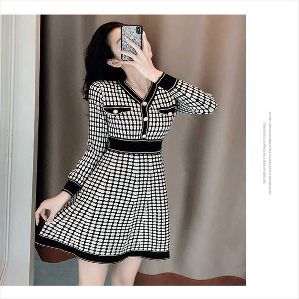 casual dresses women's one-piece knitted sweater dress 2021 autumn contrast color v-neck plaid korean slim ladies dres, Black;gray
casual dresses women's one-piece knitted sweater dress 2021 autumn contrast color v-neck plaid korean slim ladies dres, Black;gray