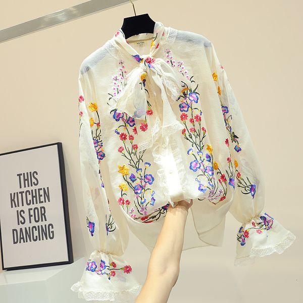 embroidered flower shirt of korean woman bow women's knot new fashion women's shirt horn chiffon blouse 2019 spring girls 6qvq, Black
embroidered flower shirt of korean woman bow women's knot new fashion women's shirt horn chiffon blouse 2019 spring girls 6qvq, Black