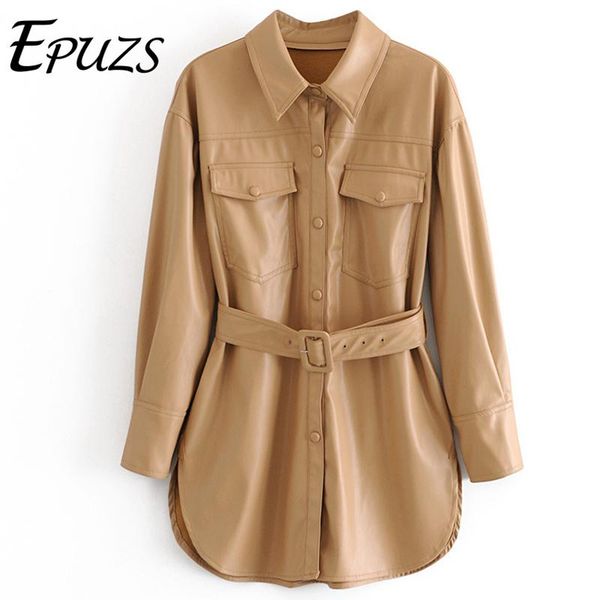 women's leather & faux elegant lapel oversize slim pu jacket coat women pocket sashes coats famale outerwear chic autumn winter, Black
women's leather & faux elegant lapel oversize slim pu jacket coat women pocket sashes coats famale outerwear chic autumn winter, Black