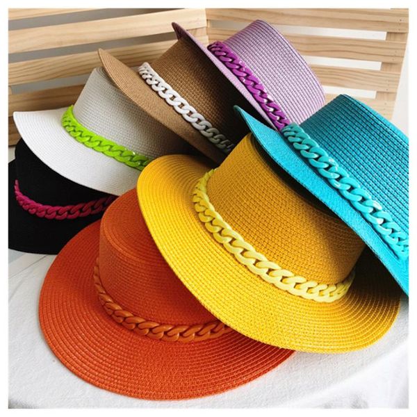 wide brim hats macaron color straw hat sun flat korean fashion chain with acrylic beach candy, Blue;gray
wide brim hats macaron color straw hat sun flat korean fashion chain with acrylic beach candy, Blue;gray