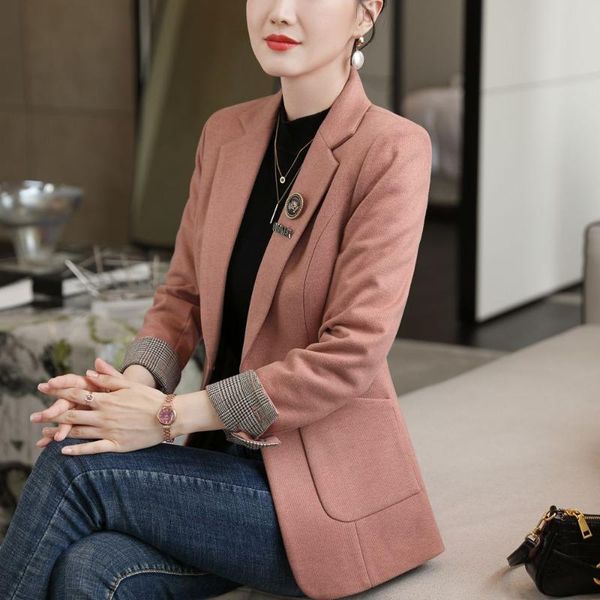 women's suits & blazers korean autumn sports jacket oversized clothing plaid office spring, White;black
women's suits & blazers korean autumn sports jacket oversized clothing plaid office spring, White;black