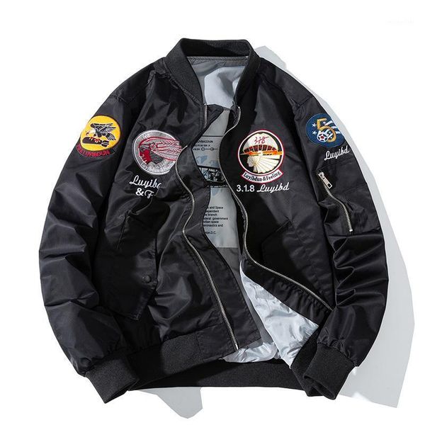 men jacket embroidered outwear pilot flight slim fit patch jackets autumn and spring warmcoat motorcycle thin clothes men's, Black;brown
men jacket embroidered outwear pilot flight slim fit patch jackets autumn and spring warmcoat motorcycle thin clothes men's, Black;brown