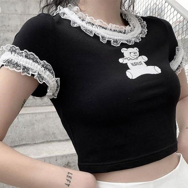 women's t-shirt goth t shirts fashion kpop bear print graphic tees summer egirl lace crop kawaii grunge emo clothing women aestheti, White
women's t-shirt goth t shirts fashion kpop bear print graphic tees summer egirl lace crop kawaii grunge emo clothing women aestheti, White