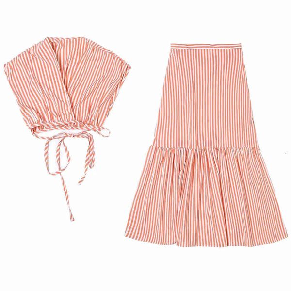 striped printed two pieces sets women v neck sleeveless lace up crop high waist zipper long skirt female summer, White
striped printed two pieces sets women v neck sleeveless lace up crop high waist zipper long skirt female summer, White