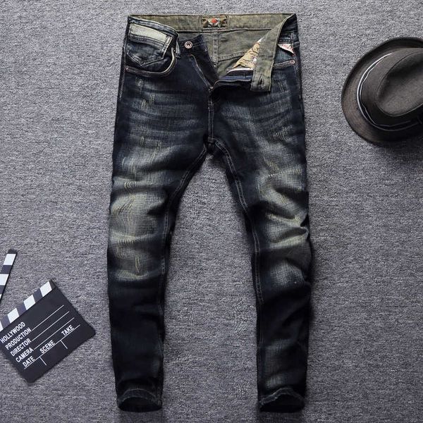 men's jeans italian vintage style fashion retro wash dark color slim fit ripped men hip hop pants streetwear classical ogfk g5n4, Blue
men's jeans italian vintage style fashion retro wash dark color slim fit ripped men hip hop pants streetwear classical ogfk g5n4, Blue