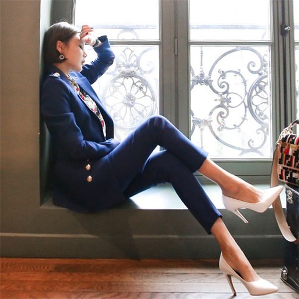 blue women's lining autumn and winter new temperament ol fashion slimming small waist suit casual two-piece al1904 pants e249, White;black
blue women's lining autumn and winter new temperament ol fashion slimming small waist suit casual two-piece al1904 pants e249, White;black