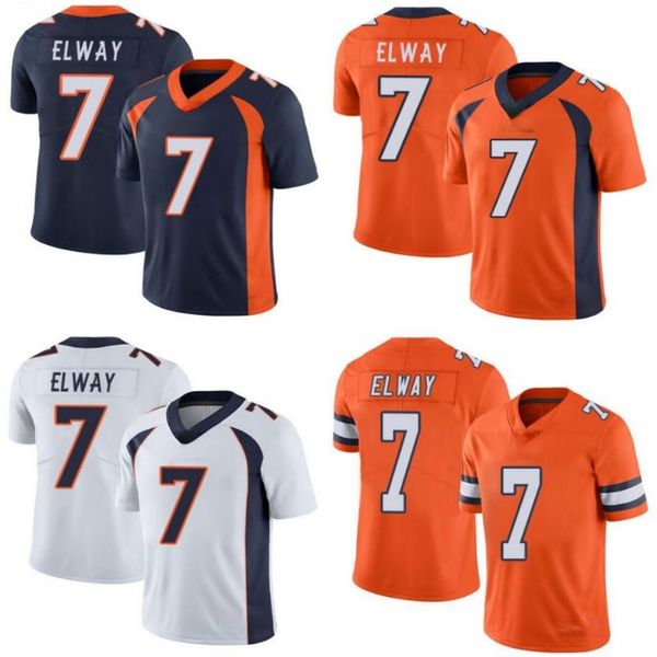 denver broncos men #7 john elway women youth limited rush jersey, Black
