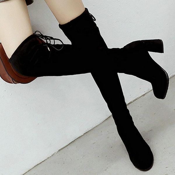boots 2021 fashion cow suede stretch women winter warm knee high round toe thick heel long plus size 34-43, Black
boots 2021 fashion cow suede stretch women winter warm knee high round toe thick heel long plus size 34-43, Black