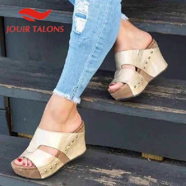 slippers jouir talons brand design large size 43 women high wedges peep toe rivet platform summer outside slides, Black
slippers jouir talons brand design large size 43 women high wedges peep toe rivet platform summer outside slides, Black