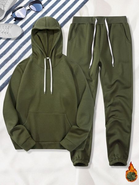 men kangaroo pocket drawstring thermal hoodie & sweatpants m9of#, Gray
men kangaroo pocket drawstring thermal hoodie & sweatpants m9of#, Gray