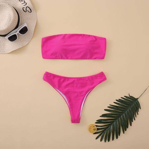 2021 solid color bikini split swimsuit, Red;black
2021 solid color bikini split swimsuit, Red;black