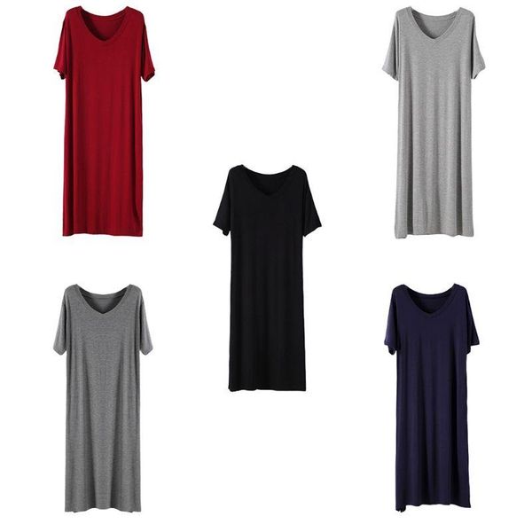 casual dresses women short sleeve loose long dress v-neck side split pockets streetwear, Black;gray
casual dresses women short sleeve loose long dress v-neck side split pockets streetwear, Black;gray