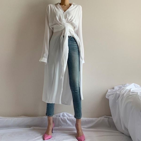 women's blouses & shirts superaen autumn 2021 irregular middle-length open fork slim shirt solid white shirring turn-down collar blouse
women's blouses & shirts superaen autumn 2021 irregular middle-length open fork slim shirt solid white shirring turn-down collar blouse