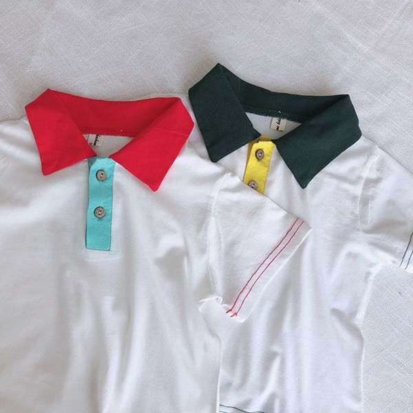 short t-shirt summer sleeve children's for boys lapel and girls, Black;white
short t-shirt summer sleeve children's for boys lapel and girls, Black;white