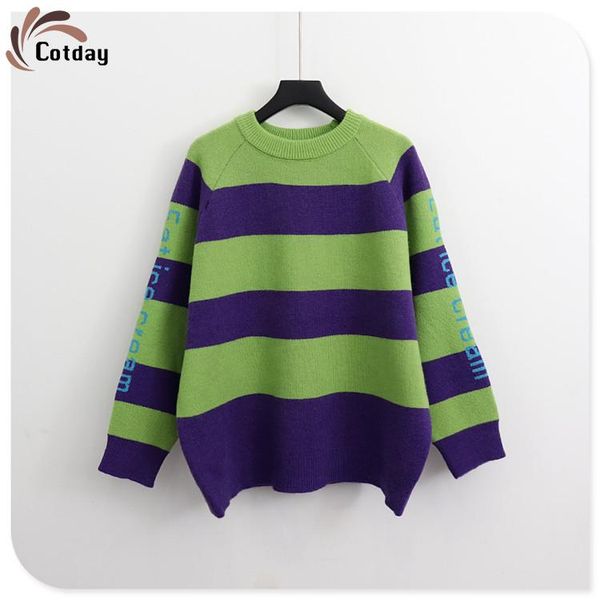 cotday knitted wear striped long sleeve sweaters color contrast letter with women's large korean autumn pullovers sweaters, White;black
cotday knitted wear striped long sleeve sweaters color contrast letter with women's large korean autumn pullovers sweaters, White;black