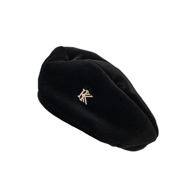 berets designer quality autumn and winter small fragrance wind velvet beret female french temperament metal label kk painter hat, Blue;gray
berets designer quality autumn and winter small fragrance wind velvet beret female french temperament metal label kk painter hat, Blue;gray