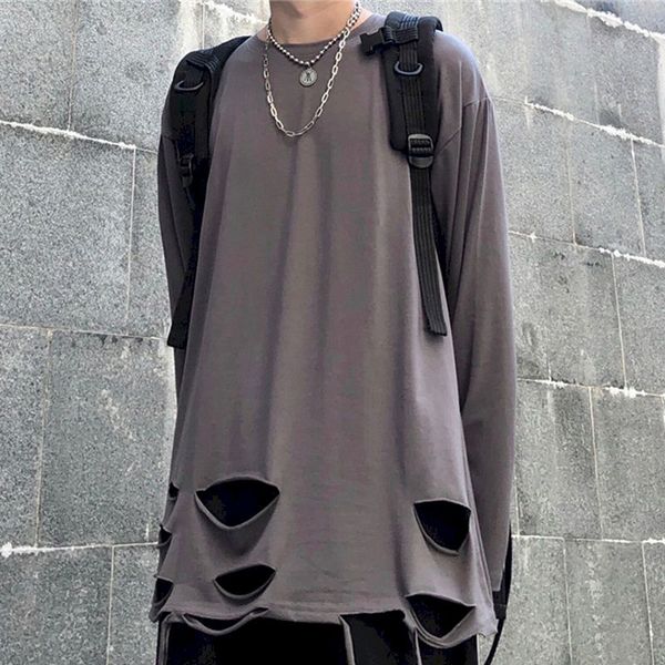 men women long-sleeved t-shirts autumn trend retro high street hip-hop hole bottoming korean version loose student shirt, Black
men women long-sleeved t-shirts autumn trend retro high street hip-hop hole bottoming korean version loose student shirt, Black