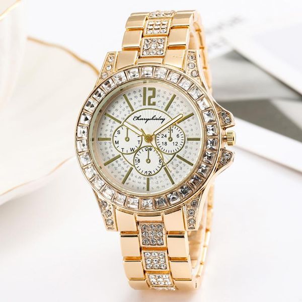 wristwatches fashion luxury women's watch rose gold diamond steel strap ladies fake three eyes casual quartz female watches, Slivery;brown
wristwatches fashion luxury women's watch rose gold diamond steel strap ladies fake three eyes casual quartz female watches, Slivery;brown