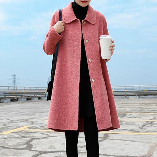 women's wool & blends winter women cashmere coat long sleeves front short back loose high-end atmosphere woolen cloak female chaqueta m, Black
women's wool & blends winter women cashmere coat long sleeves front short back loose high-end atmosphere woolen cloak female chaqueta m, Black