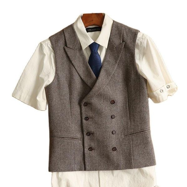 men's vests tweed vest double-breasted formal casual waistcoat wedding dress autumn winter vintage male clothing, Black;white
men's vests tweed vest double-breasted formal casual waistcoat wedding dress autumn winter vintage male clothing, Black;white
