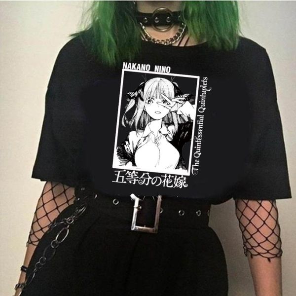 women's t-shirt anime the quintessential quintuplets print o-neck short sleeves casual loose woman, White
women's t-shirt anime the quintessential quintuplets print o-neck short sleeves casual loose woman, White